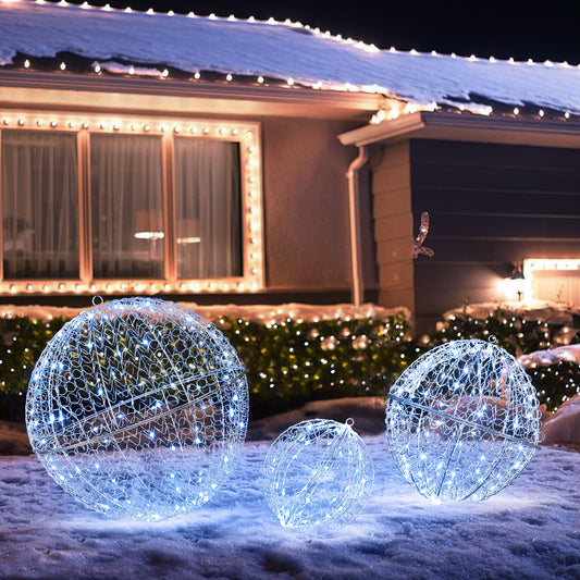 3 Pcs Large Christmas Balls, Metal Sphere Lights, 435 LEDs Christmas Decor & Accessories Options at Gallery Canada