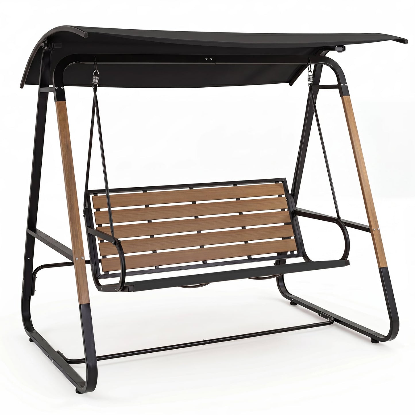 3-Person Porch Swing With Adjustable Canopy, Black Porch Swings Black at Gallery Canada