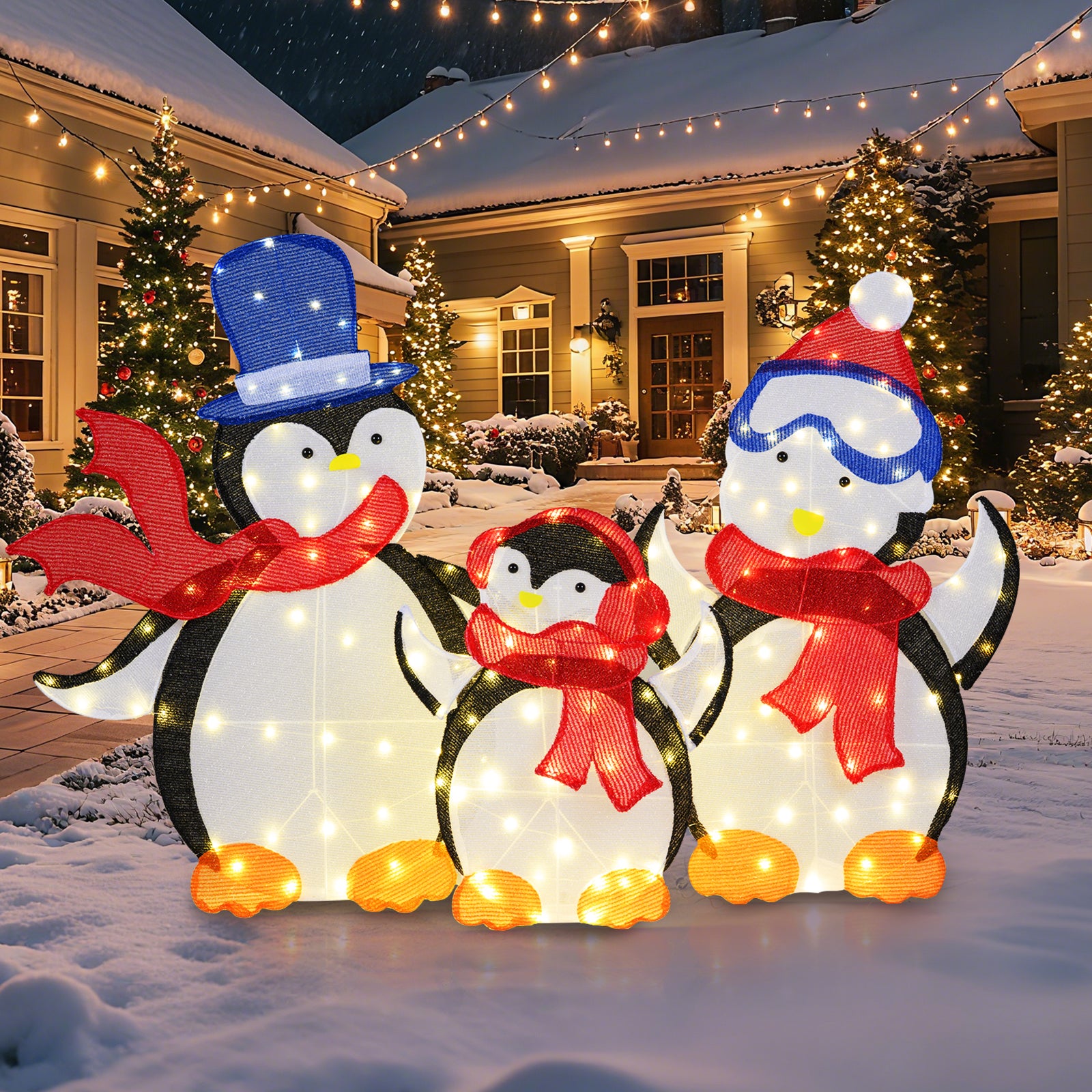 3-Piece 2D Lighted Penguin Family Christmas Decoration, 160 LED Lights Christmas Decor & Accessories at Gallery Canada