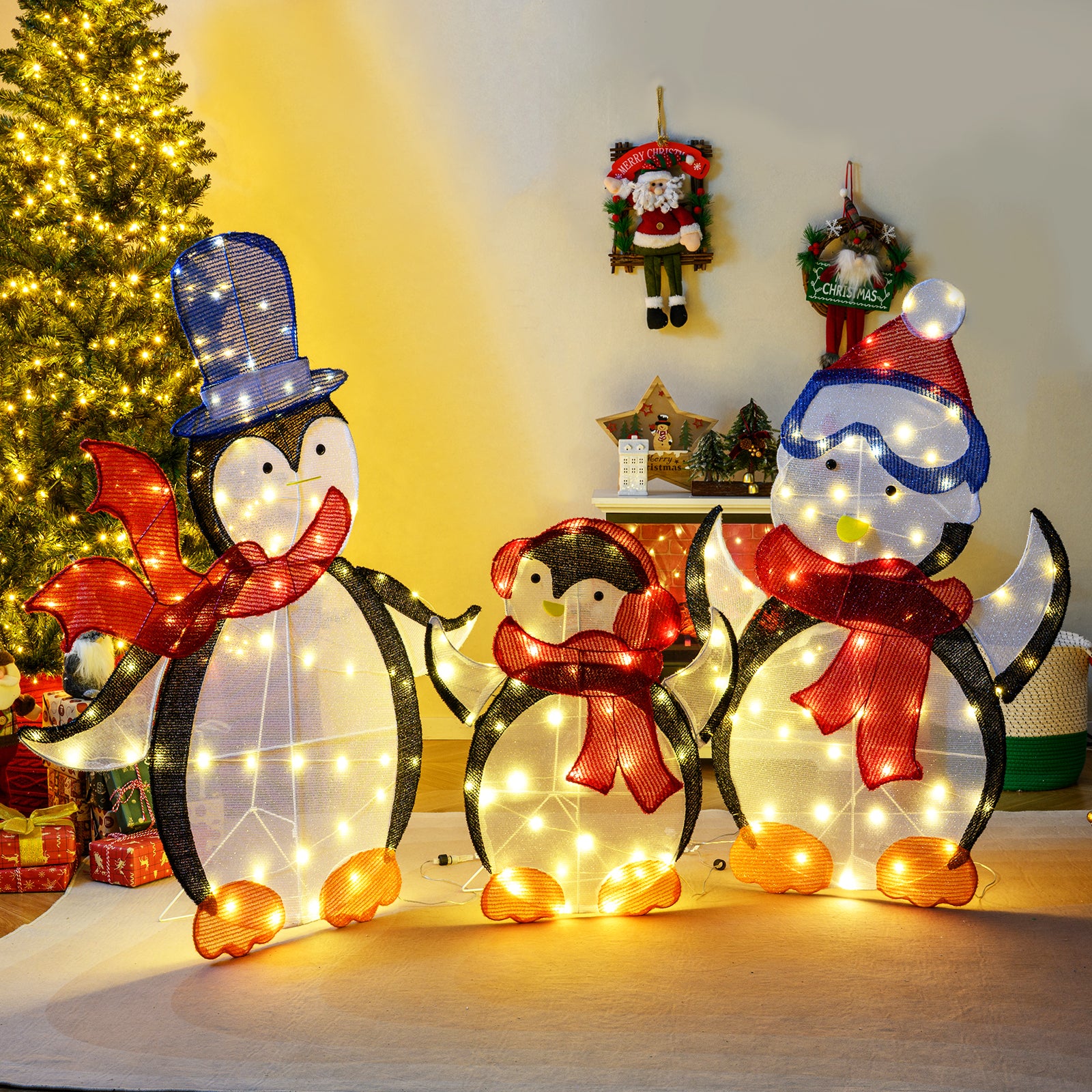 3-Piece 2D Lighted Penguin Family Christmas Decoration, 160 LED Lights Christmas Decor & Accessories at Gallery Canada