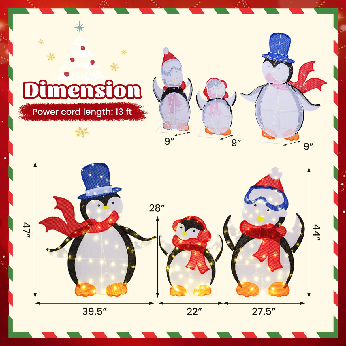 3-Piece 2D Lighted Penguin Family Christmas Decoration, 160 LED Lights Christmas Decor & Accessories at Gallery Canada