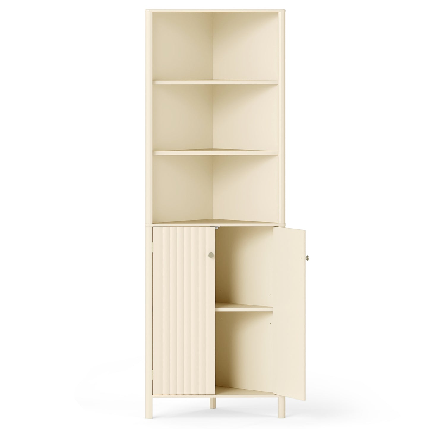 3-Piece Bathroom Set, Fluted Doors, Over Toilet Corner & Wall, Beige