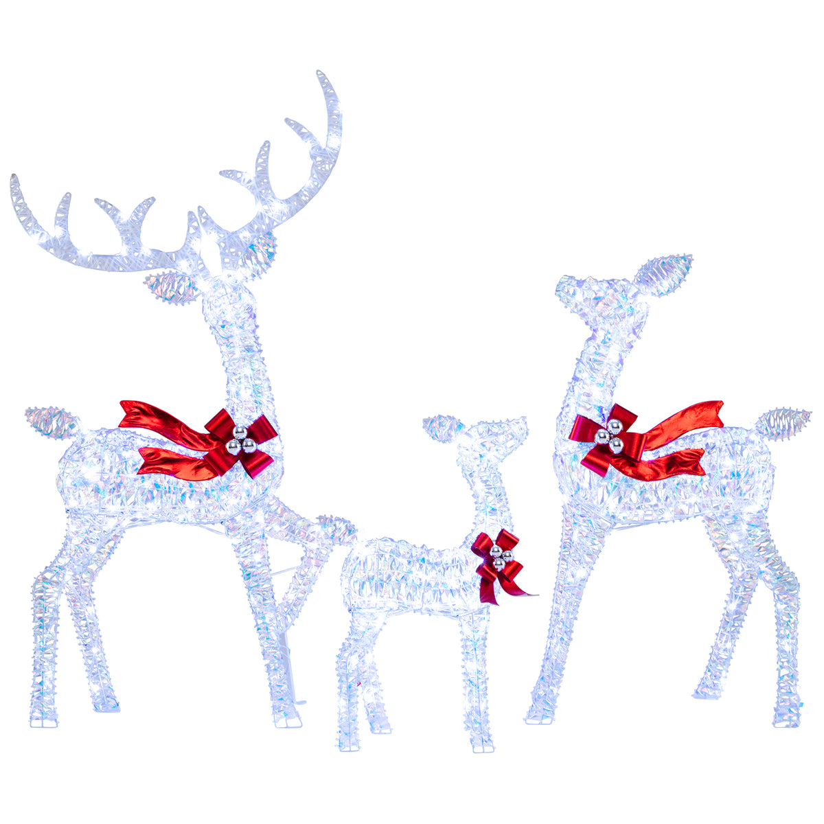 3-Piece Christmas Reindeer Set, 215 LED Lights, Ground Stakes Christmas Decor & Accessories Options at Gallery Canada