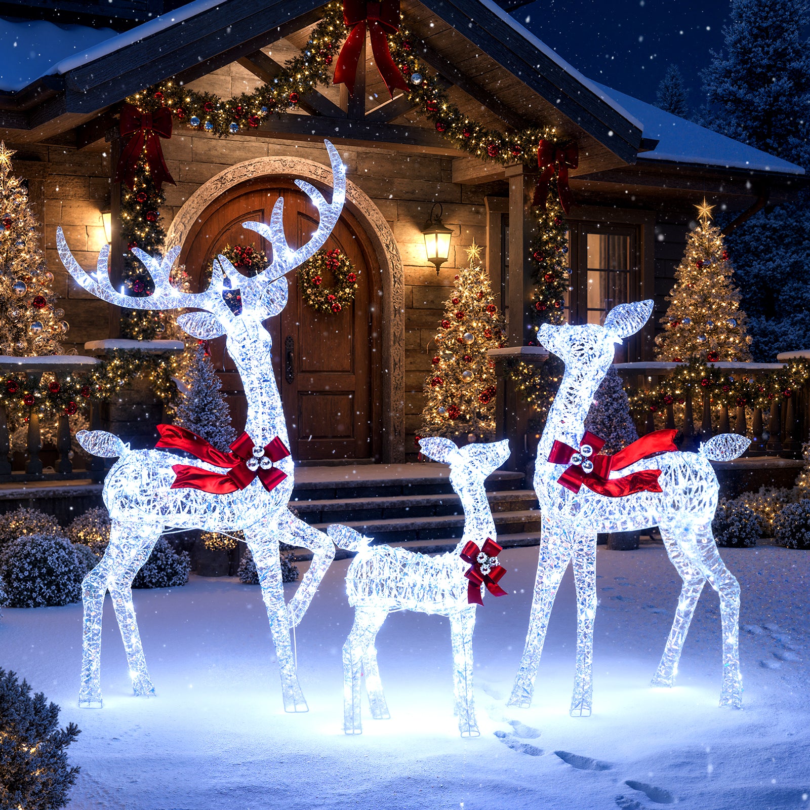3-Piece Christmas Reindeer Set, 215 LED Lights, Ground Stakes Christmas Decor & Accessories at Gallery Canada