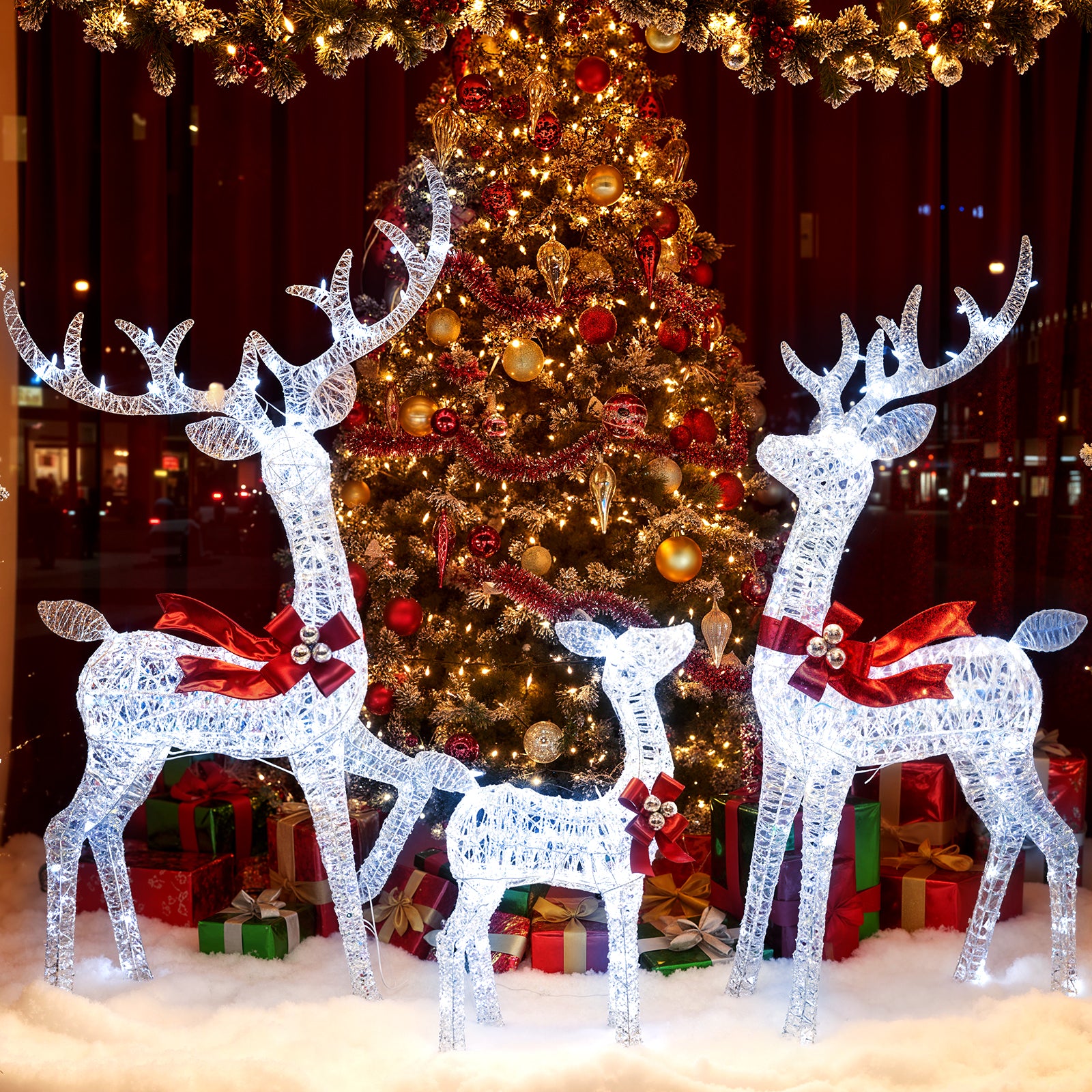 3-Piece Christmas Reindeer Set, 215 LED Lights, Ground Stakes Christmas Decor & Accessories at Gallery Canada