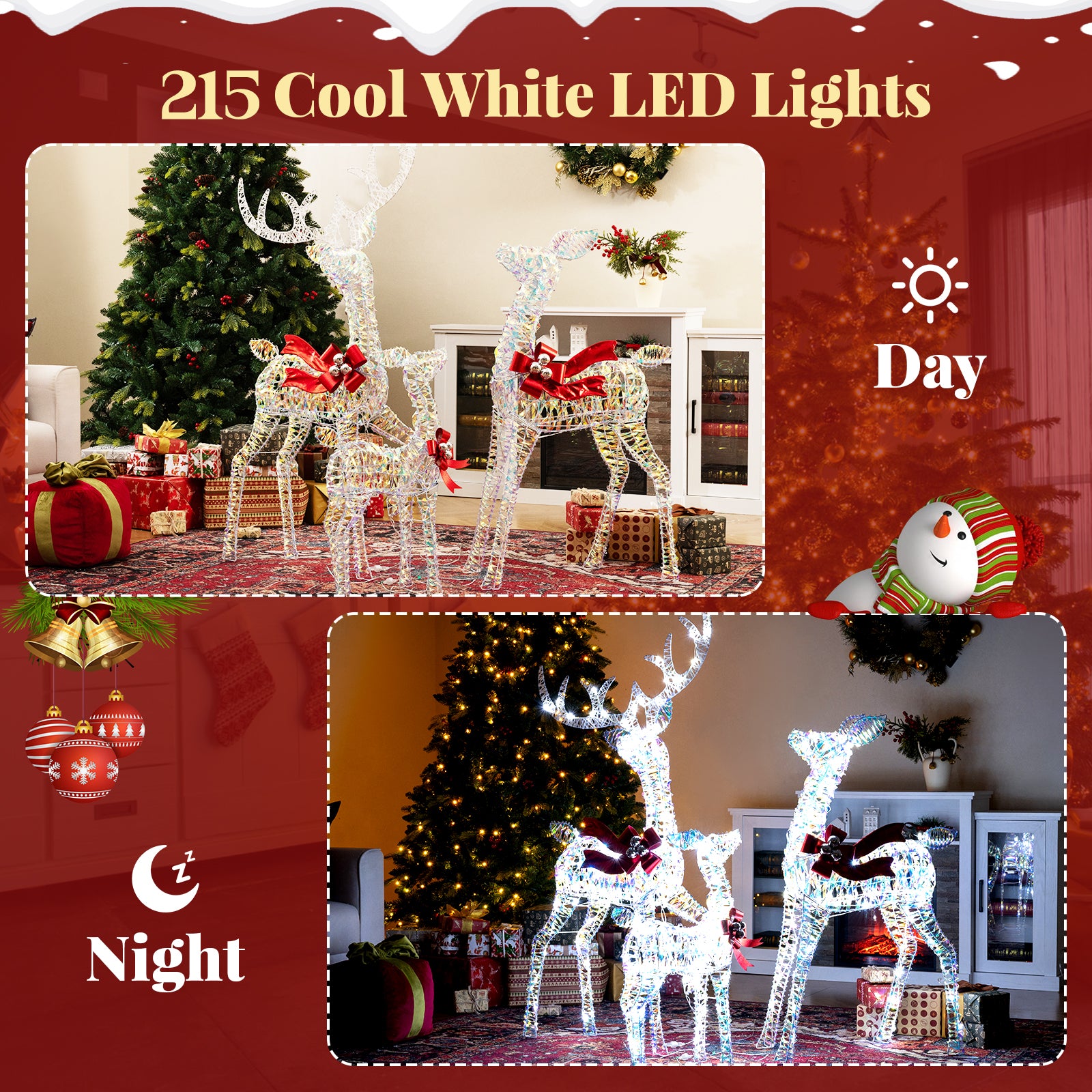 3-Piece Christmas Reindeer Set, 215 LED Lights, Ground Stakes Christmas Decor & Accessories at Gallery Canada