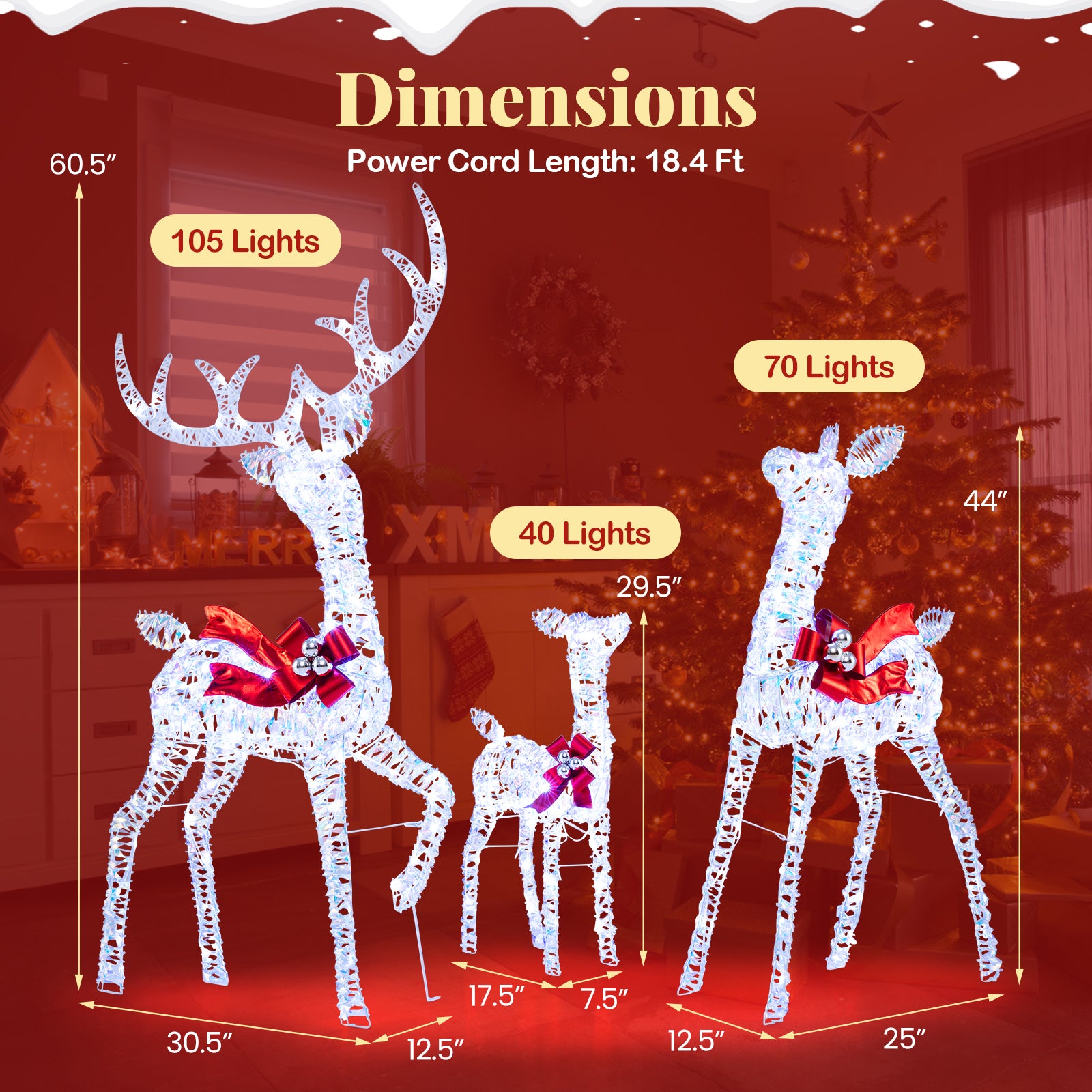 3-Piece Christmas Reindeer Set, 215 LED Lights, Ground Stakes Christmas Decor & Accessories at Gallery Canada