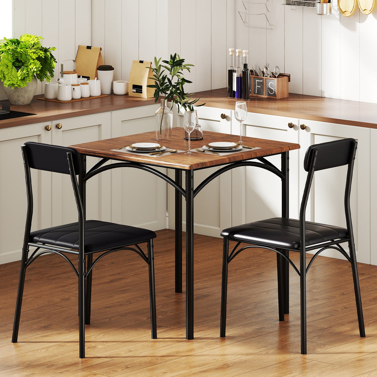 3-Piece Square Dining Table Set, 2 Chairs, Brown Dining Room Sets at Gallery Canada