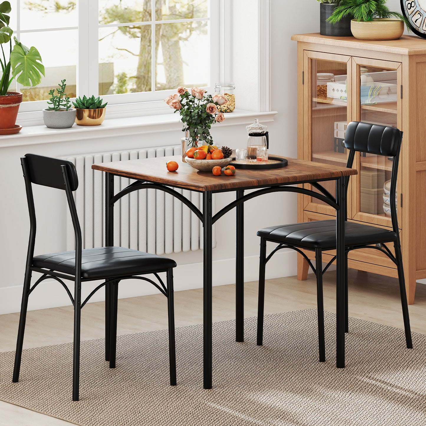 3-Piece Square Dining Table Set, 2 Chairs, Brown Dining Room Sets at Gallery Canada