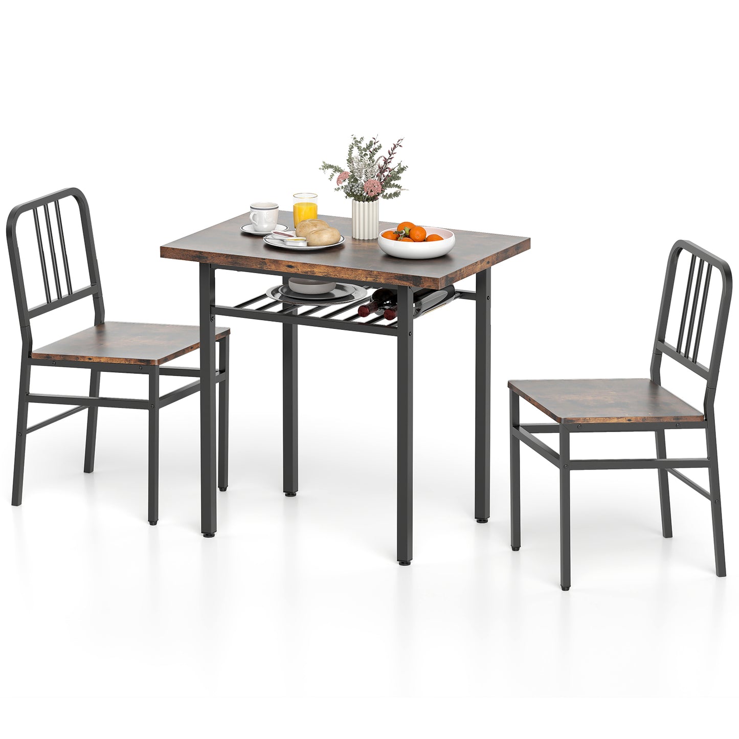 3-Piece Dining Table Set, Rectangular Kitchen Table, 2 Chairs, Brown Dining Room Sets at Gallery Canada