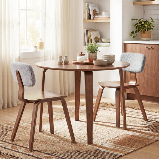 3 Piece Dining Table Set, 2 Padded Chairs, Rubber Wood Table, Gray Dining Room Sets Walnut & Gray at Gallery Canada