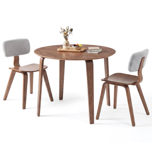 3 Piece Dining Table Set, 2 Padded Chairs, Rubber Wood Table, Gray Dining Room Sets Walnut & Gray at Gallery Canada