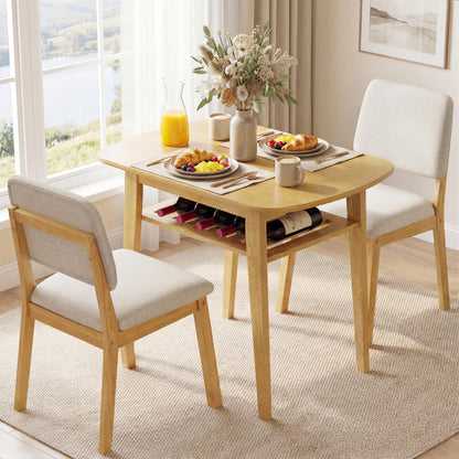 3-Piece Dining Table Set with Upholstered Chairs, Natural Dining Room Sets at Gallery Canada