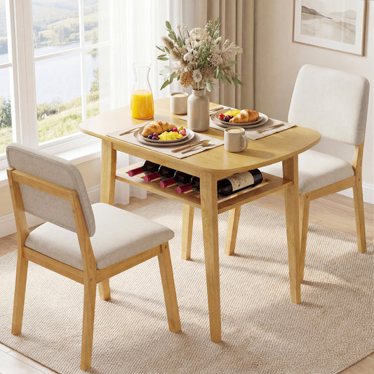 3-Piece Dining Table Set with Upholstered Chairs, Natural Dining Room Sets Natural at Gallery Canada