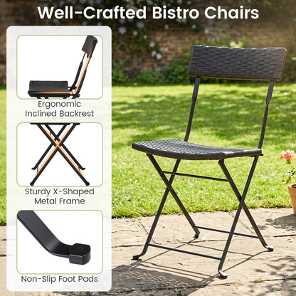 3-Piece Folding Bistro Set, PE Wicker, Black Patio Dining Sets at Gallery Canada