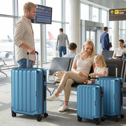 3-Piece Hardside Luggage Set (20/24/28 Inch) Lightweight with 3-Digital Lock, Blue Camping at Gallery Canada