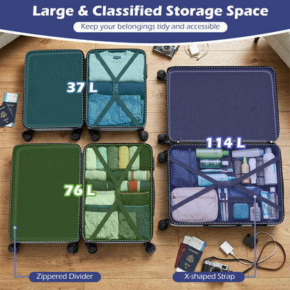 3-Piece Hardside Luggage Set 20/24/28 Inch Lightweight Hardside Suitcases, Gray Camping at Gallery Canada