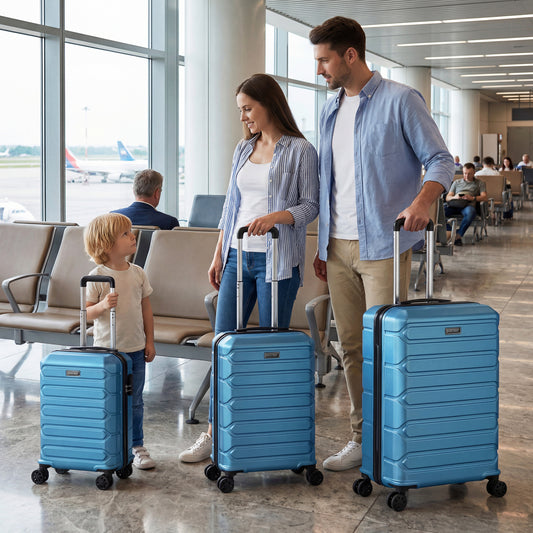 3-Piece Hardside Luggage Set Lightweight Hardside Suitcases with 8-Spinner Wheels, Blue Camping Blue at Gallery Canada