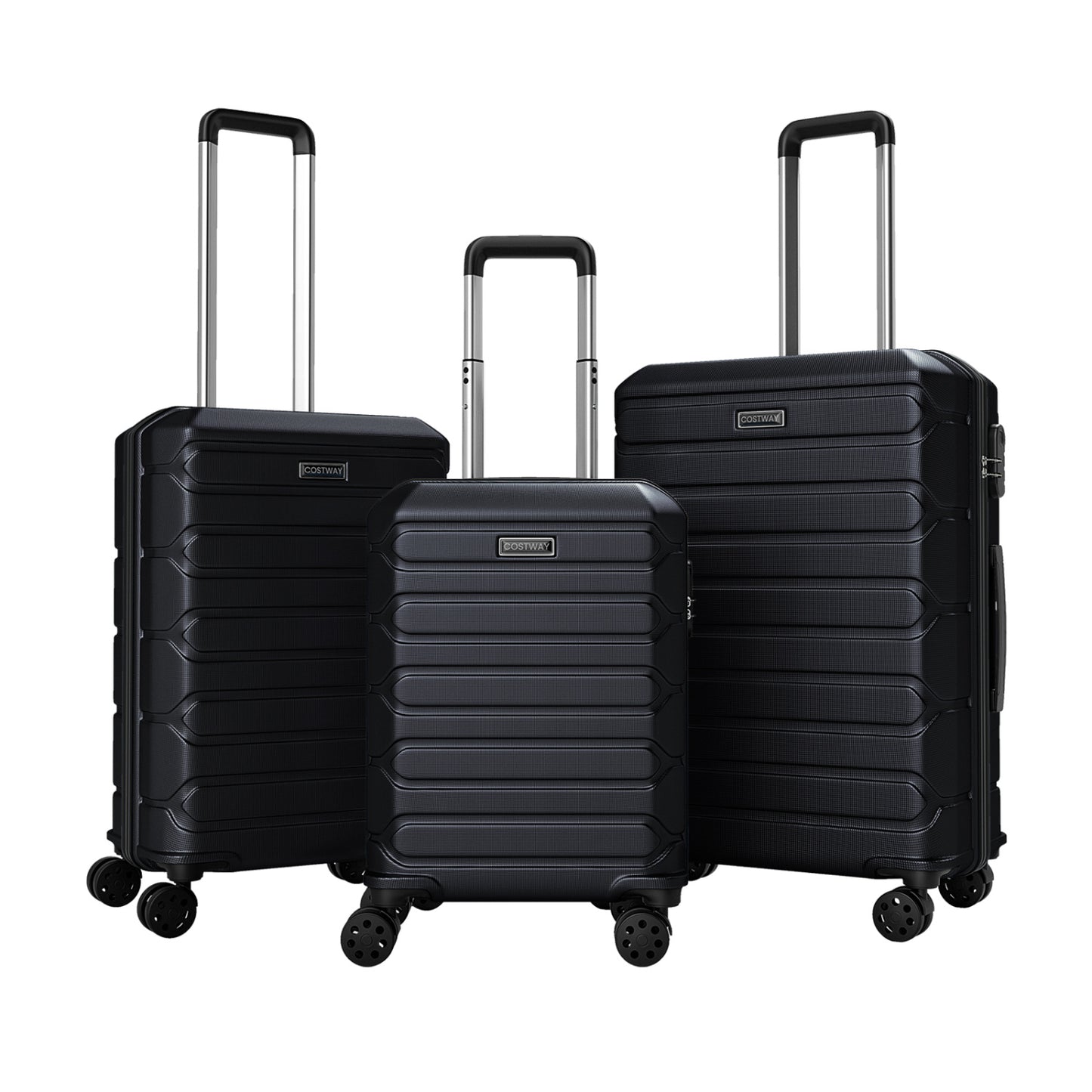 3-Piece Hardside Luggage Set Lightweight Hardside Suitcases with 8-Spinner Wheels, Black Camping at Gallery Canada