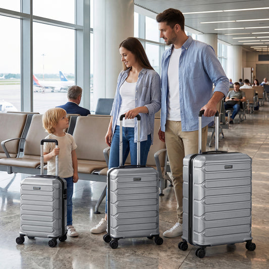 3-Piece Hardside Luggage Set Lightweight Hardside Suitcases with 8-Spinner Wheels-Grey, Gray Camping Gray at Gallery Canada