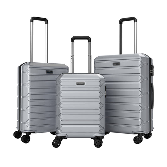 3-Piece Hardside Luggage Set Lightweight Hardside Suitcases with 8-Spinner Wheels-Grey, Gray Camping Gray at Gallery Canada