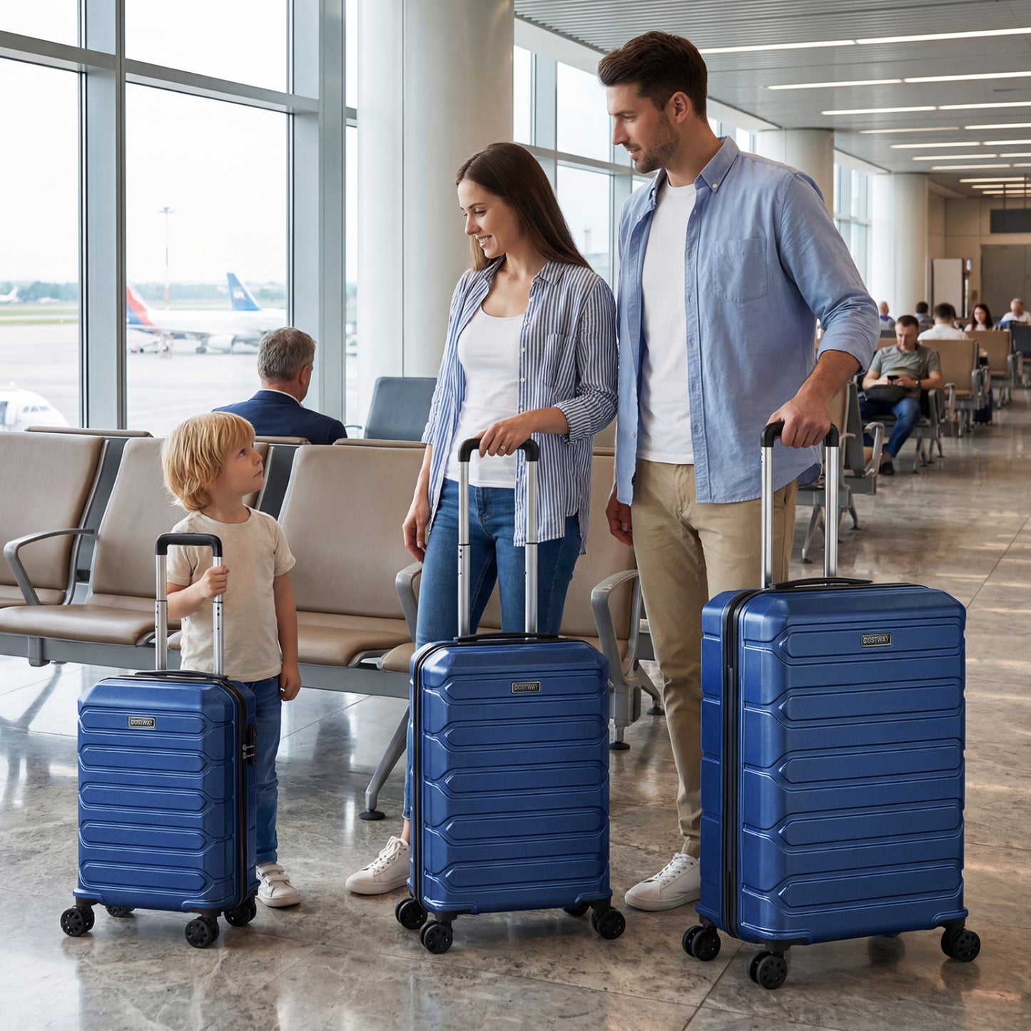 3-Piece Hardside Luggage Set Lightweight Hardside Suitcases with 8-Spinner Wheels, Navy Camping at Gallery Canada