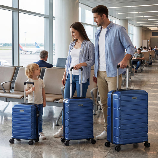 3-Piece Hardside Luggage Set Lightweight Hardside Suitcases with 8-Spinner Wheels, Navy Camping Navy at Gallery Canada