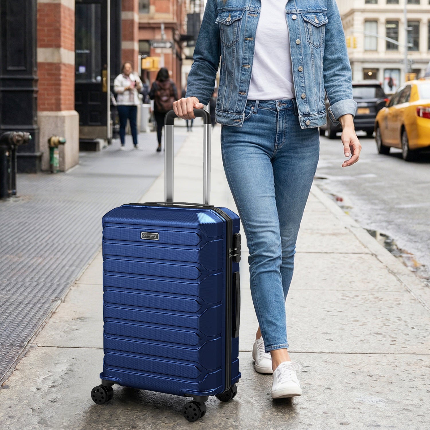 3-Piece Hardside Luggage Set Lightweight Hardside Suitcases with 8-Spinner Wheels, Navy Camping at Gallery Canada