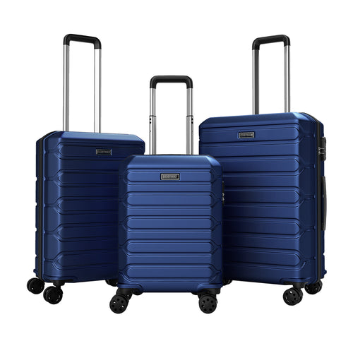 3-Piece Hardside Luggage Set Lightweight Hardside Suitcases with 8-Spinner Wheels, Navy