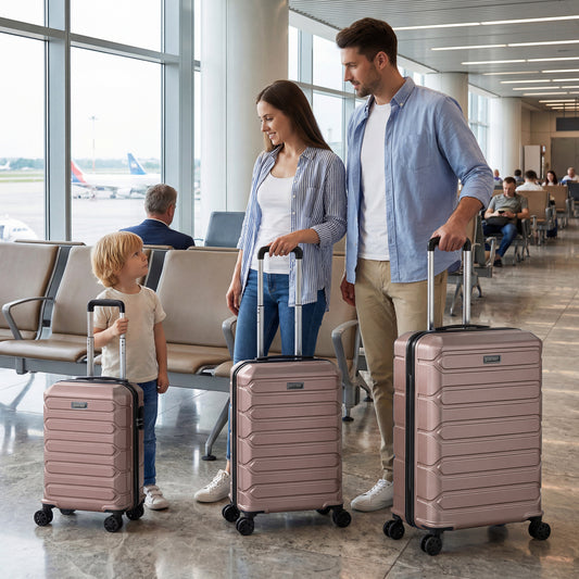 3-Piece Hardside Luggage Set Lightweight Hardside Suitcases with 8-Spinner Wheels, Pink Camping Pink at Gallery Canada