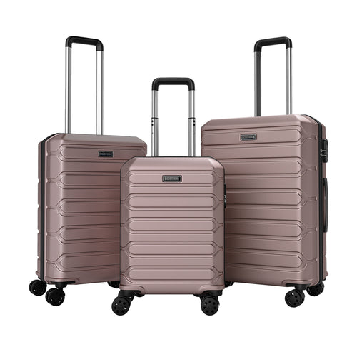 3-Piece Hardside Luggage Set Lightweight Hardside Suitcases with 8-Spinner Wheels, Pink