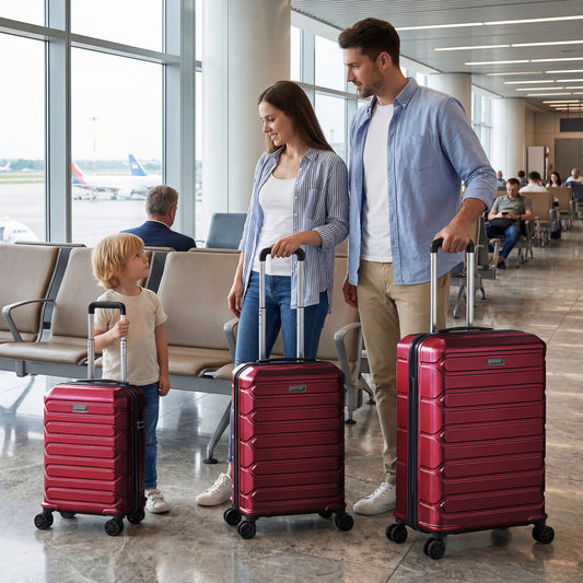 3-Piece Hardside Luggage Set Lightweight Hardside Suitcases with 8-Spinner Wheels, Red Camping Red at Gallery Canada