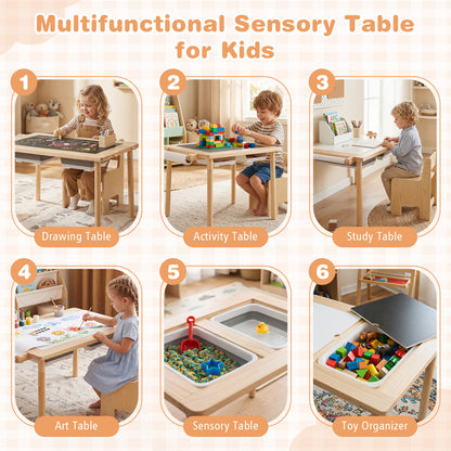 3-Piece Kids Activity Table & Chair Set, Adjustable Height, Natural Kids Table & Chair Sets at Gallery Canada