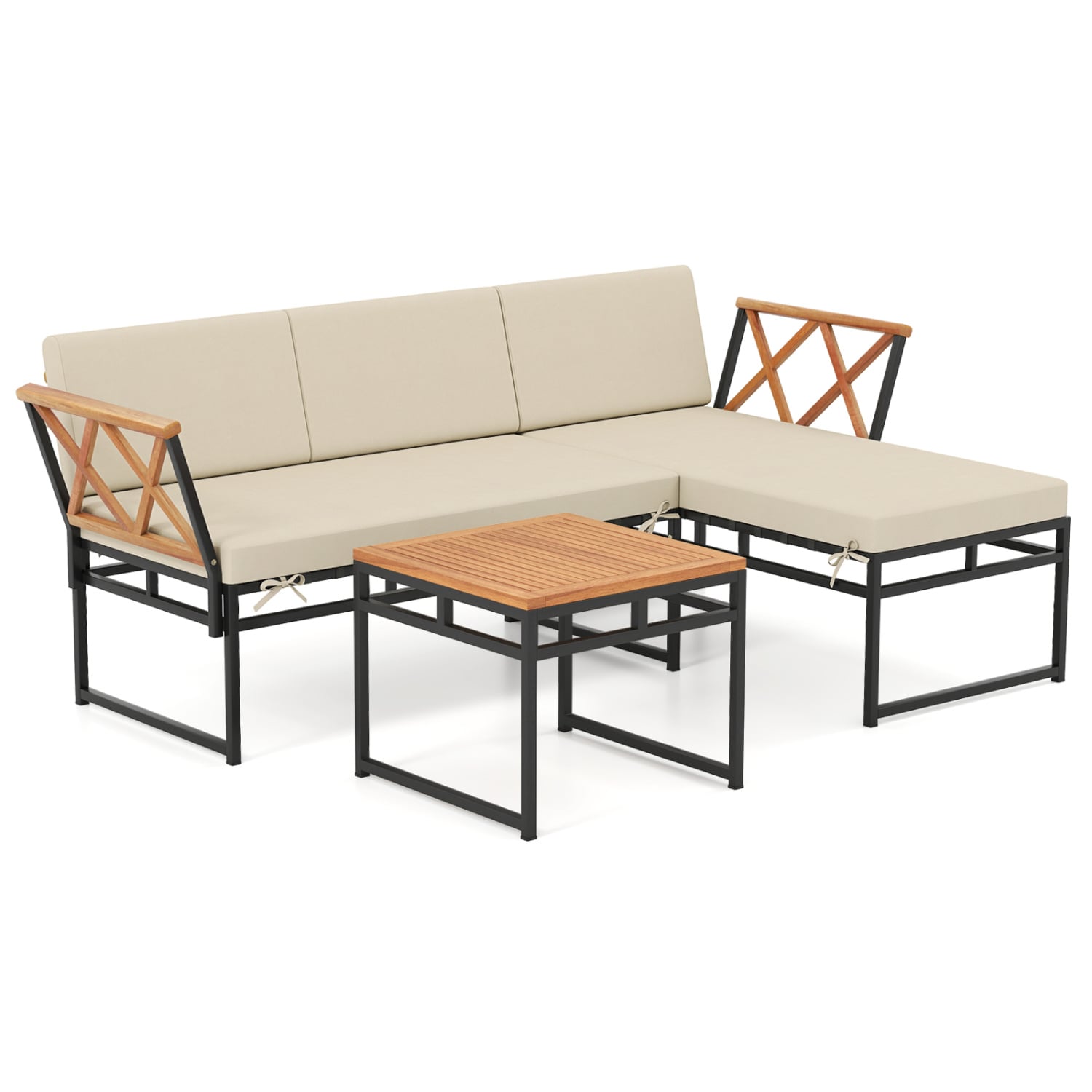 3-Piece L-Shaped Patio Furniture Set, Beige Patio Conversation Sets at Gallery Canada