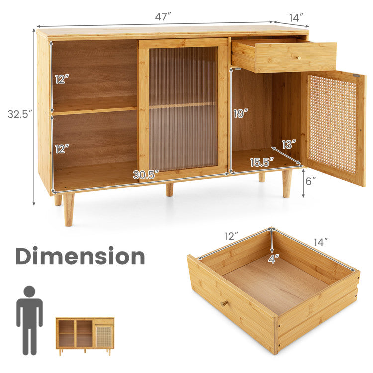 3-Piece Modern Dining Room Set: Wooden Dining Chairs + Bamboo Sideboard Cabinet + Tall Storage Cabinet, Natural Kitchen & Dining at Gallery Canada