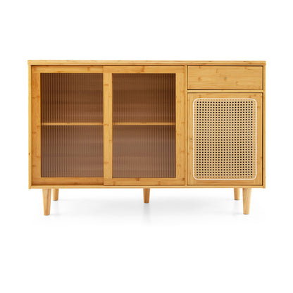 3-Piece Modern Dining Room Set: Wooden Dining Chairs + Bamboo Sideboard Cabinet + Tall Storage Cabinet, Natural Kitchen & Dining at Gallery Canada