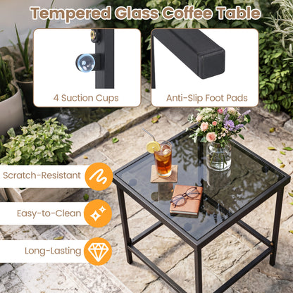 3-Piece Outdoor Rocking Bistro Set with Soft Cushions & Tempered Glass Table-Brown & Black Patio Furniture Sets at Gallery Canada