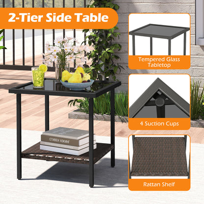 Outdoor Swivel Chair Set, 3 Piece, With Tempered Glass Side Table, Gray Patio Conversation Sets at Gallery Canada