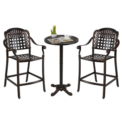 3 Piece Patio Bar Set Outdoor Cast Aluminum Round High Top Table 2 Counter Height Bar Stools Patio Bar Furniture at Gallery Canada