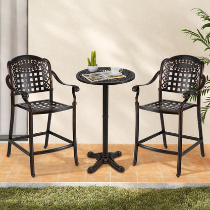 3 Piece Patio Bar Set Outdoor Cast Aluminum Round High Top Table 2 Counter Height Bar Stools Patio Bar Furniture at Gallery Canada