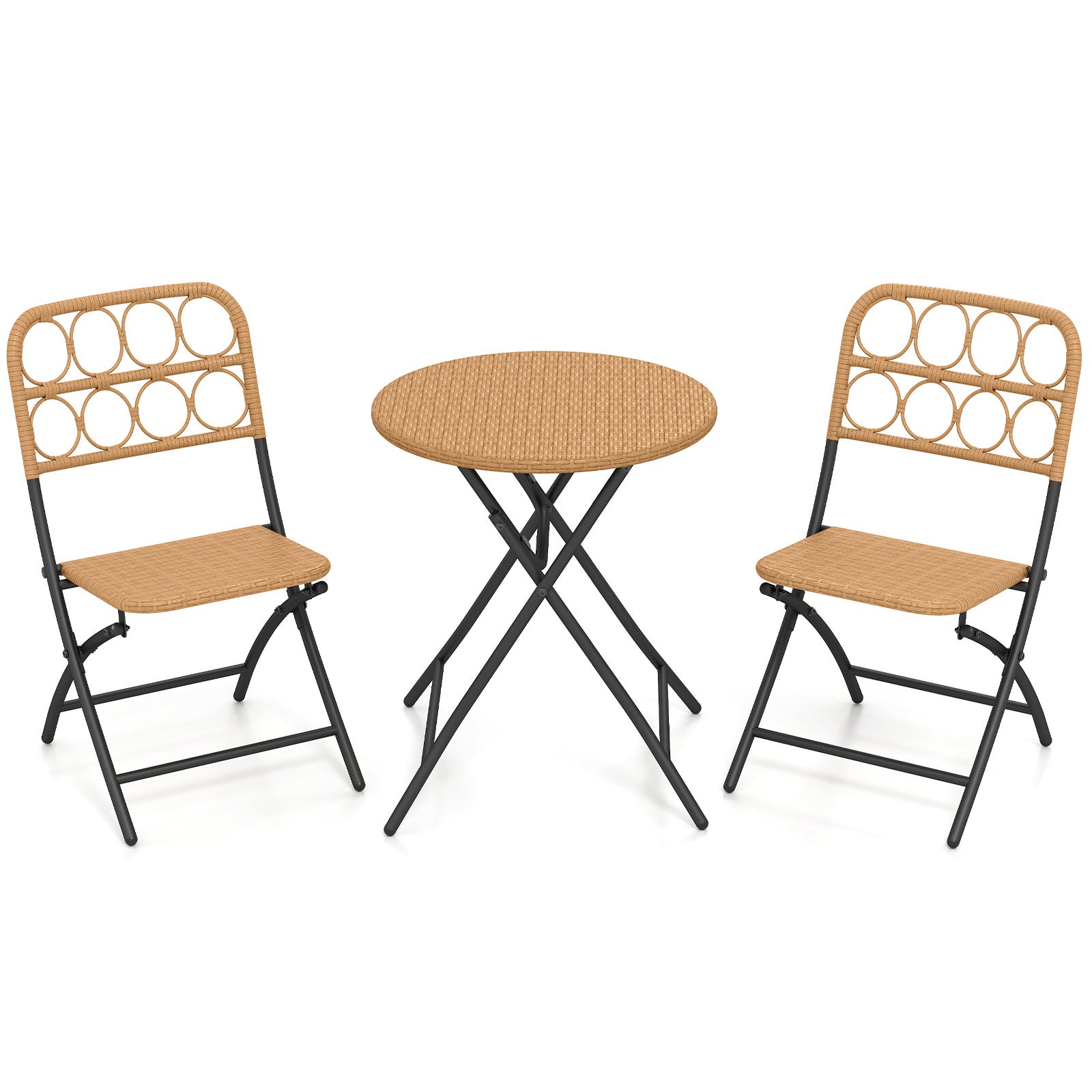 3 Piece Patio Bistro Set, Folding Round Table And Chairs, Wicker Seat Patio Conversation Sets Options at Gallery Canada