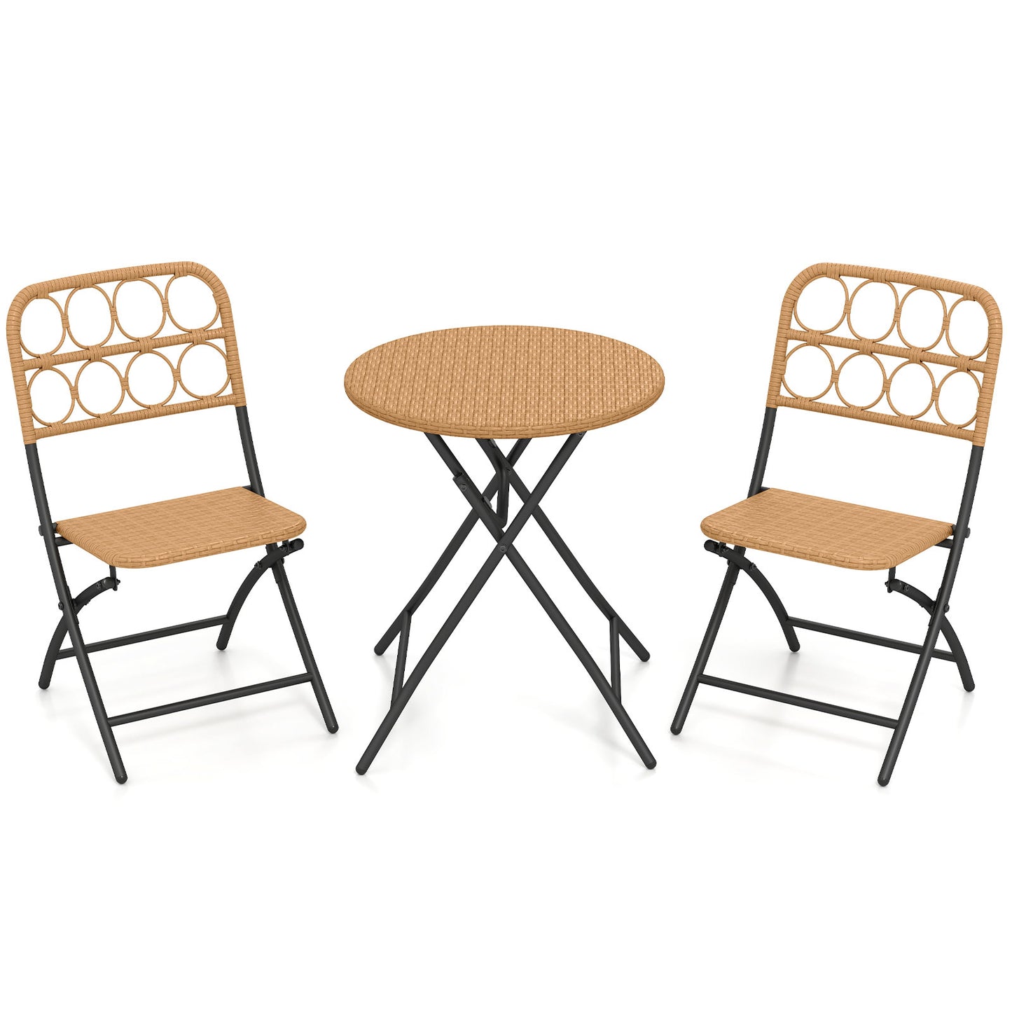 3 Piece Patio Bistro Set, Folding Round Table And Chairs, Wicker Seat Patio Conversation Sets Options at Gallery Canada