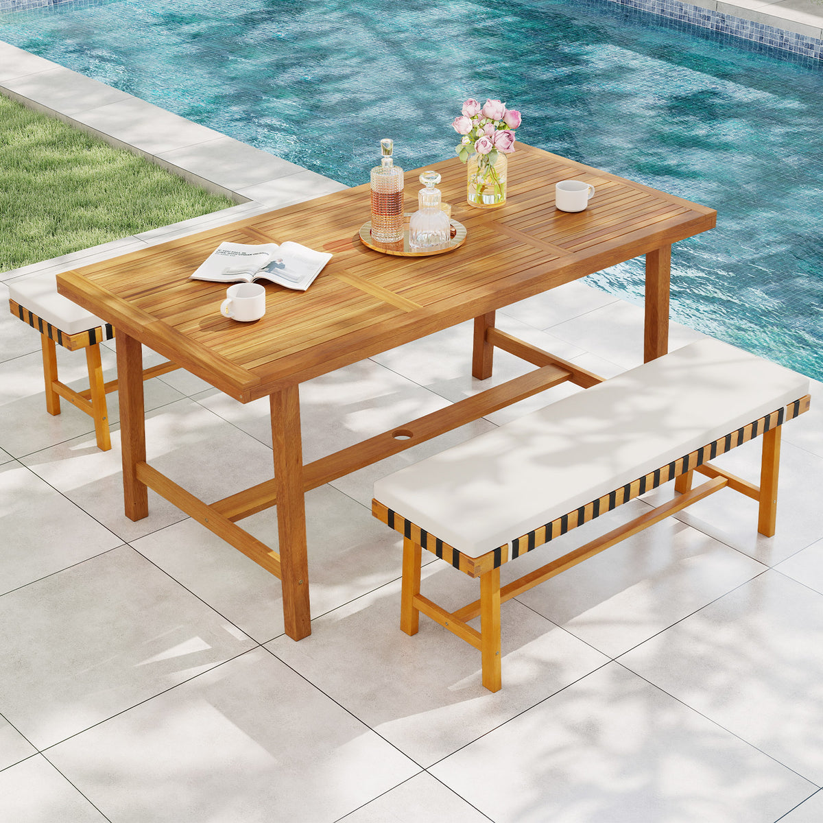 3-Piece Patio Dining Set, Farmhouse Furniture For 4 Patio Dining Sets at Gallery Canada