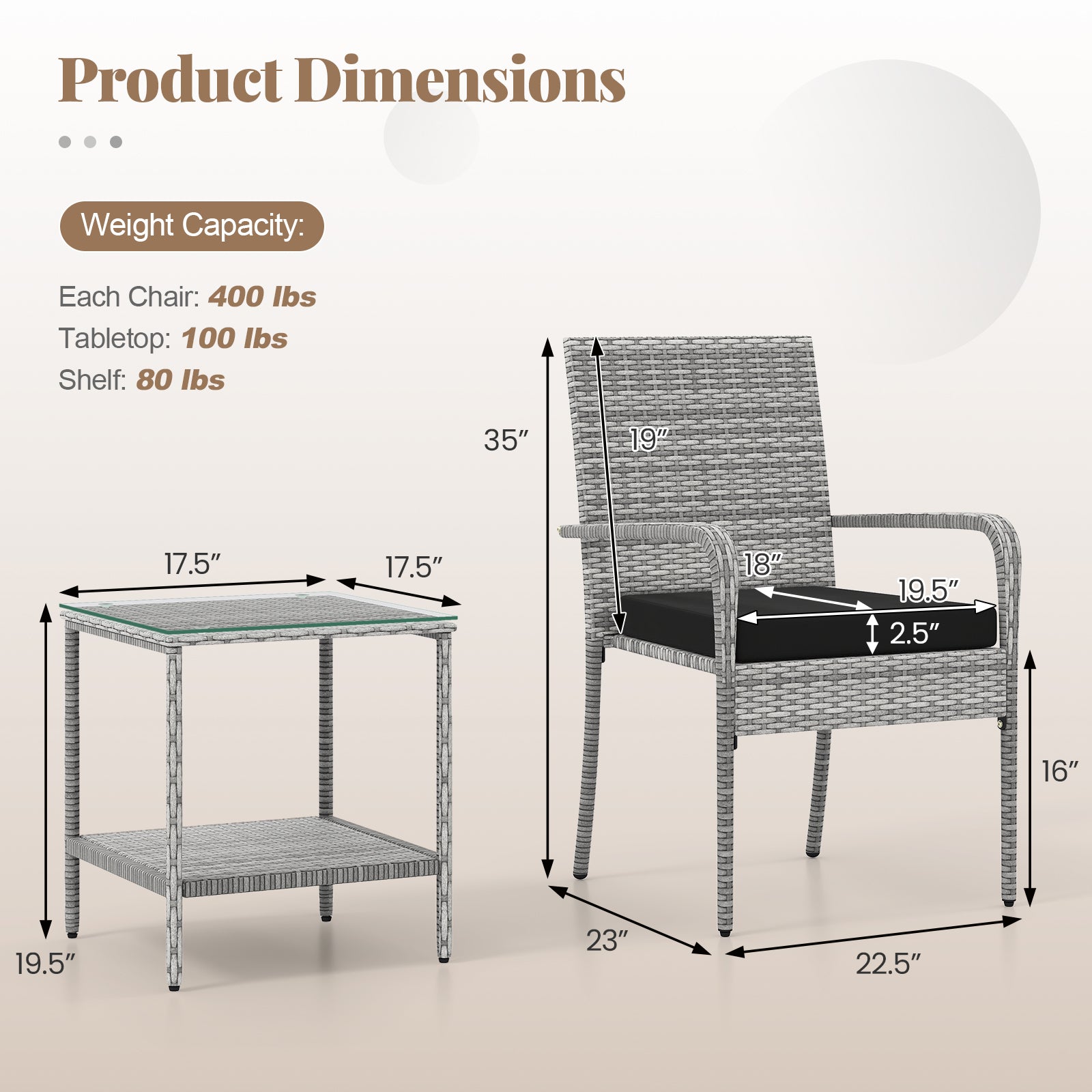 3 Piece Patio Set With Cushions, Tempered Glass Tabletop, Black Patio Furniture Sets at Gallery Canada