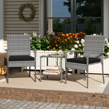 3 Piece Patio Set With Cushions, Tempered Glass Tabletop, Black Patio Furniture Sets at Gallery Canada