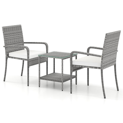 3 Piece Patio Set With Cushions, Tempered Glass Tabletop, White Patio Furniture Sets at Gallery Canada