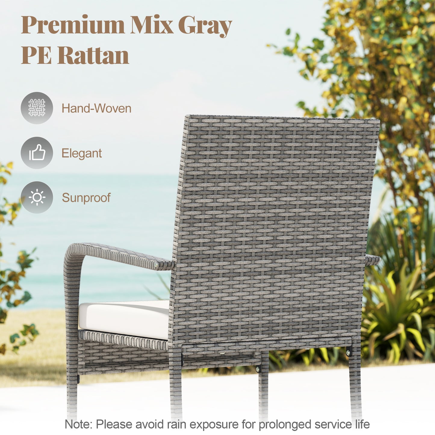 3 Piece Patio Set With Cushions, Tempered Glass Tabletop, White Patio Furniture Sets at Gallery Canada