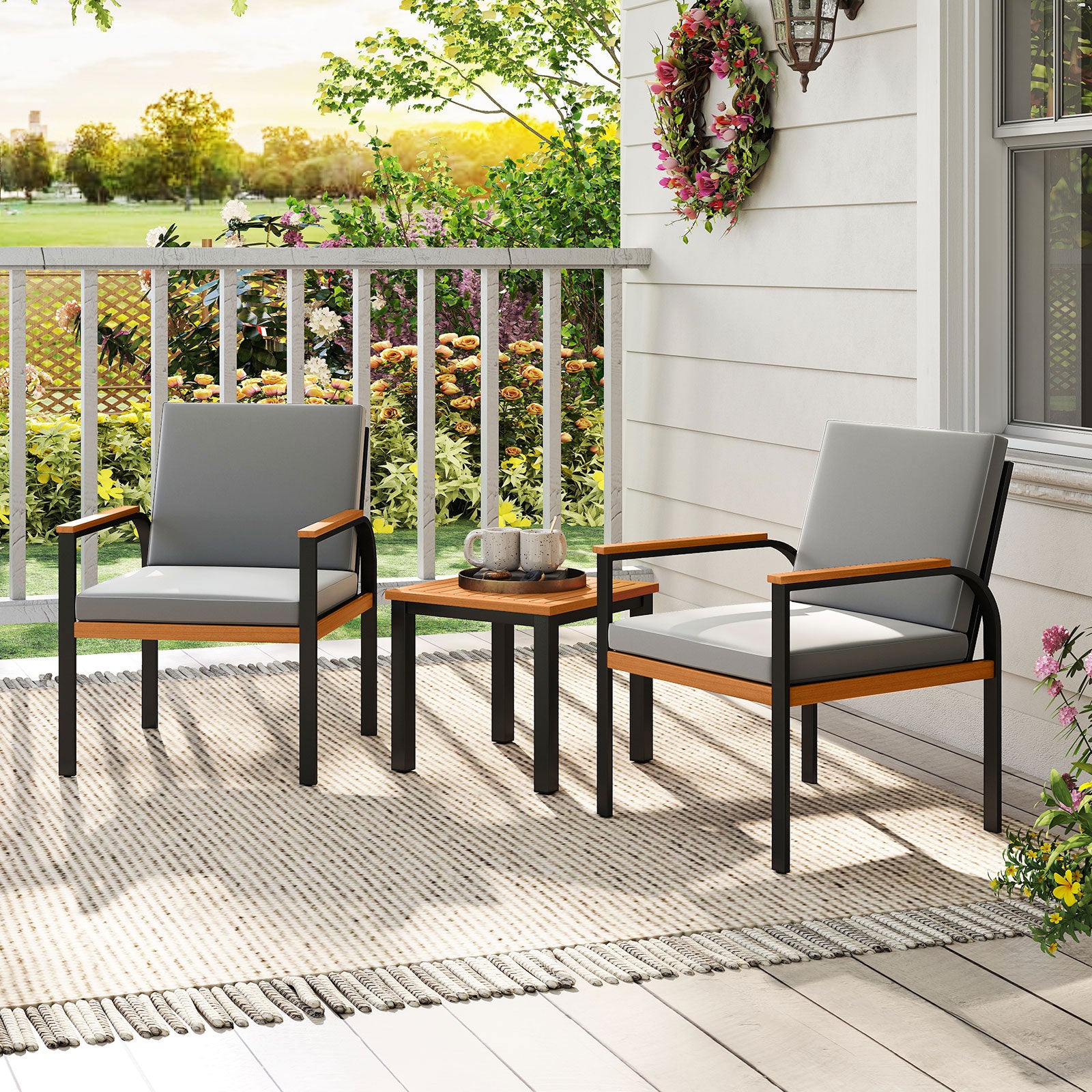 3 Piece Patio Furniture Set, Outdoor Conversation Set, Coffee Table, Gray Patio Conversation Sets at Gallery Canada