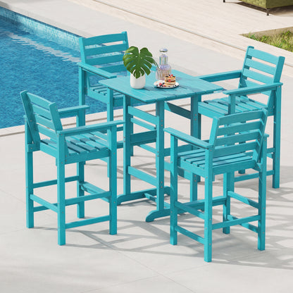 3-Piece Patio Bar Set With Square High-Top Table, Turquoise Patio Furniture Sets at Gallery Canada