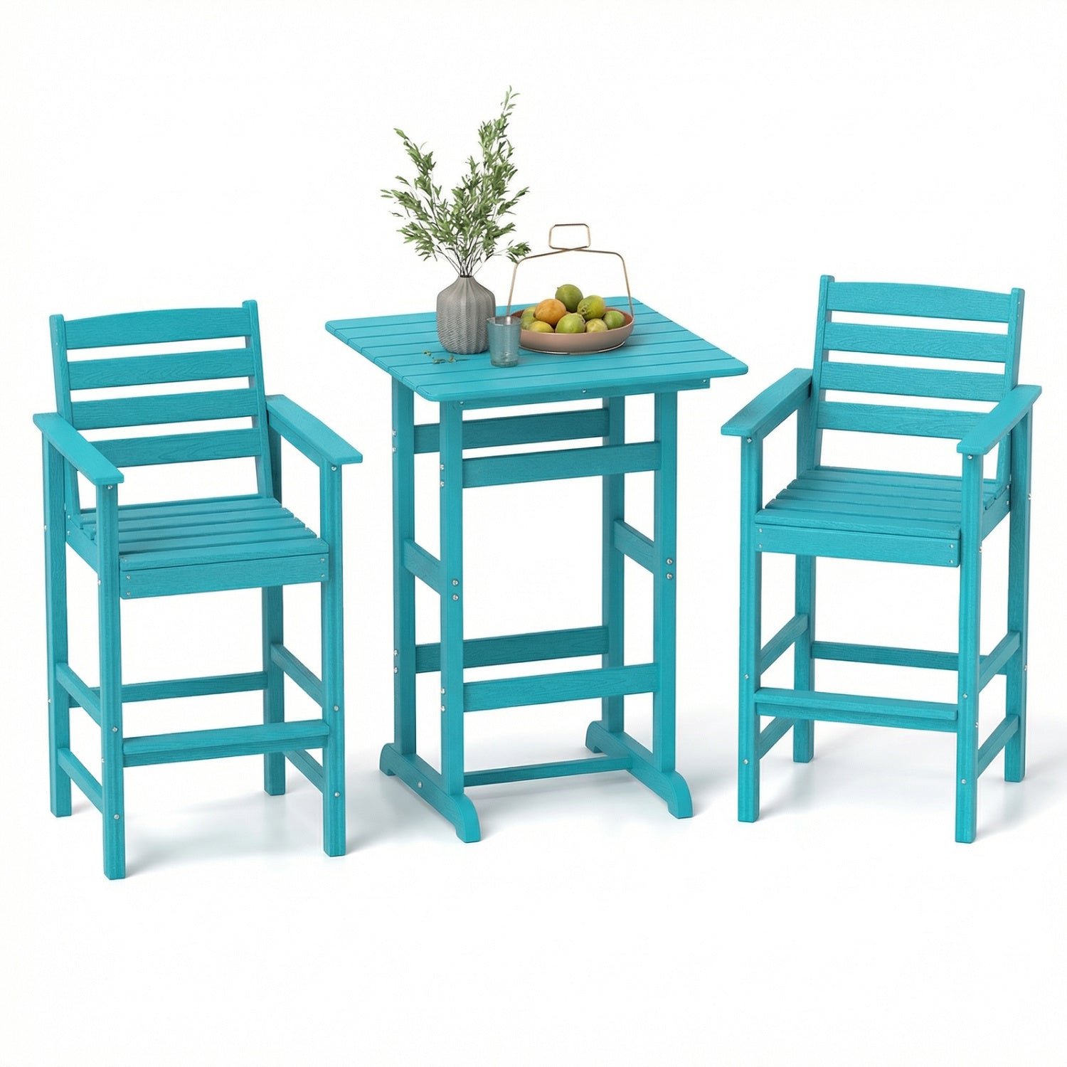 3-Piece Patio Bar Set With Square High-Top Table, Turquoise Patio Furniture Sets Turquoise at Gallery Canada